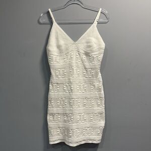 Olive & Oak Ivory Crochet Lined Bodycon Dress Size Large Boho Festival